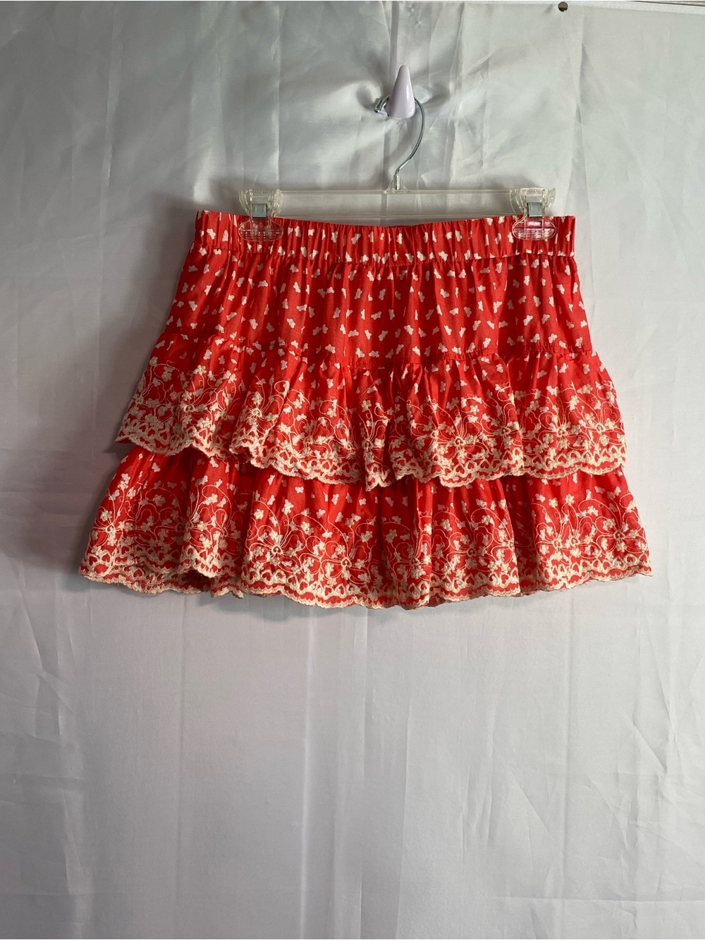 Rachael & Chloe Red and Cream Tiered Mini Skirt - Picture 3 of 5